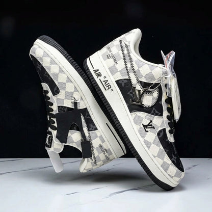 Custom Hand Painted Checkered Air Force 1 Sneakers