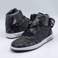 Hand Painted Black Checkered Custom High Top Sneakers