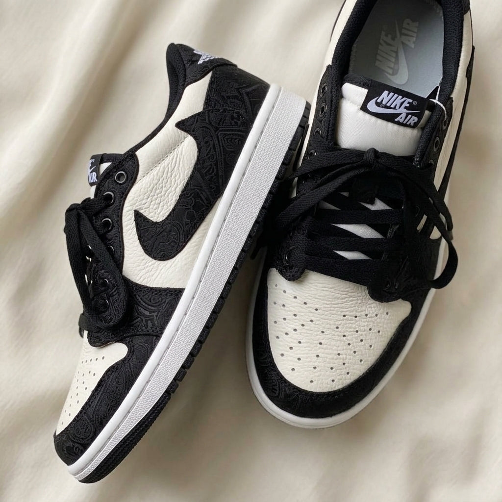 Hand Painted Black & White Custom Air Jordan 1 Sneakers