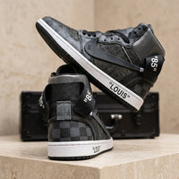 Hand Painted Black Checkered Custom High Top Sneakers
