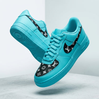 Hand Painted Turquoise Custom Air Force 1 Sneakers