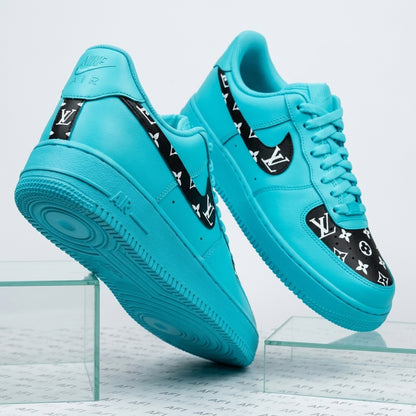 Custom Hand Painted Turquoise Air Force 1 Sneakers