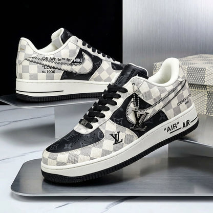 Custom Hand Painted Checkered Air Force 1 Sneakers