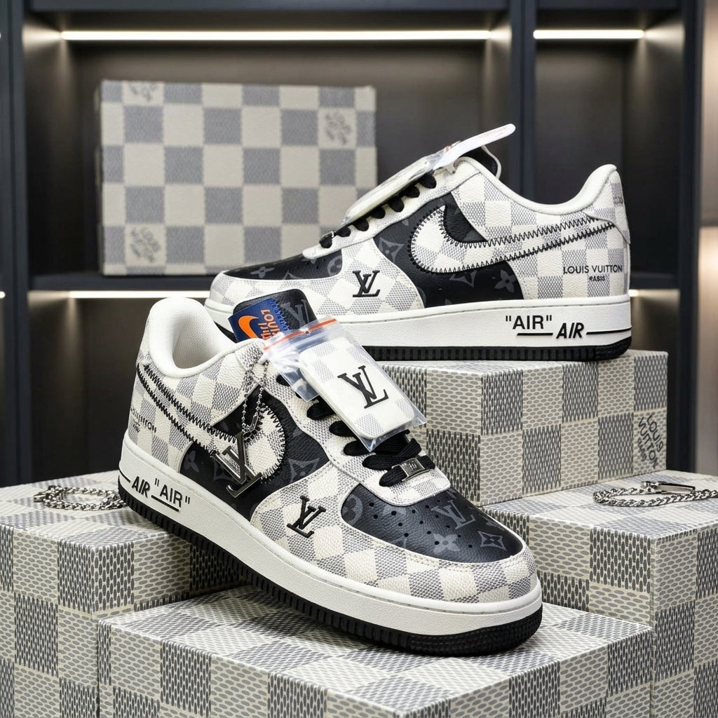 Hand Painted Checkered Custom Air Force 1 Sneakers