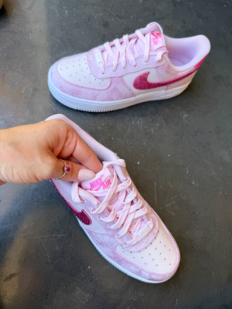 Hand Painted Pink Rhinestone Custom Air Force 1 Sneakers
