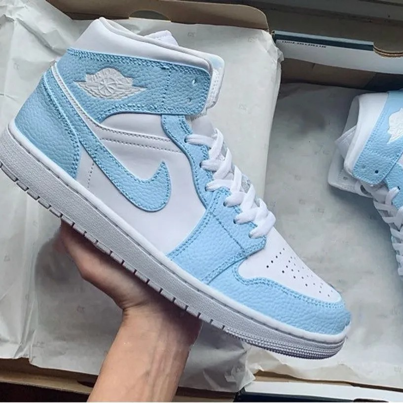 Custom Jordans Baby Blue White