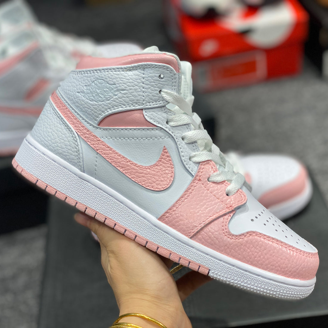 Custom Jordans White Light Pink