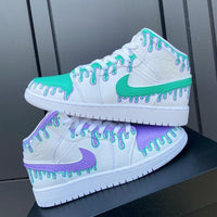Custom Jordans Purple Green Drip