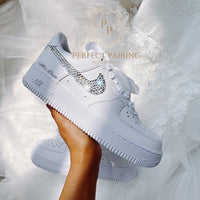 Custom Rhinestone Bridal Air Force 1 Sneakers