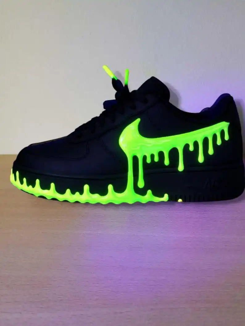 Unique Handmade 3D Dripping Effect Multi-color Optional Glow-in-the-dark Custom Air Force 1 Custom Sneakers Trendy Unisex Streetwear Casual Customized Shoes