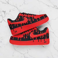 Red Black Dripping Paint Design Custom Air Force 1 Custom Sneakers Hand Painted Unisex Streetwear Hip-hop Casual Fashion Shoes