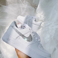 Custom Rhinestone Bridal Air Force 1 Sneakers