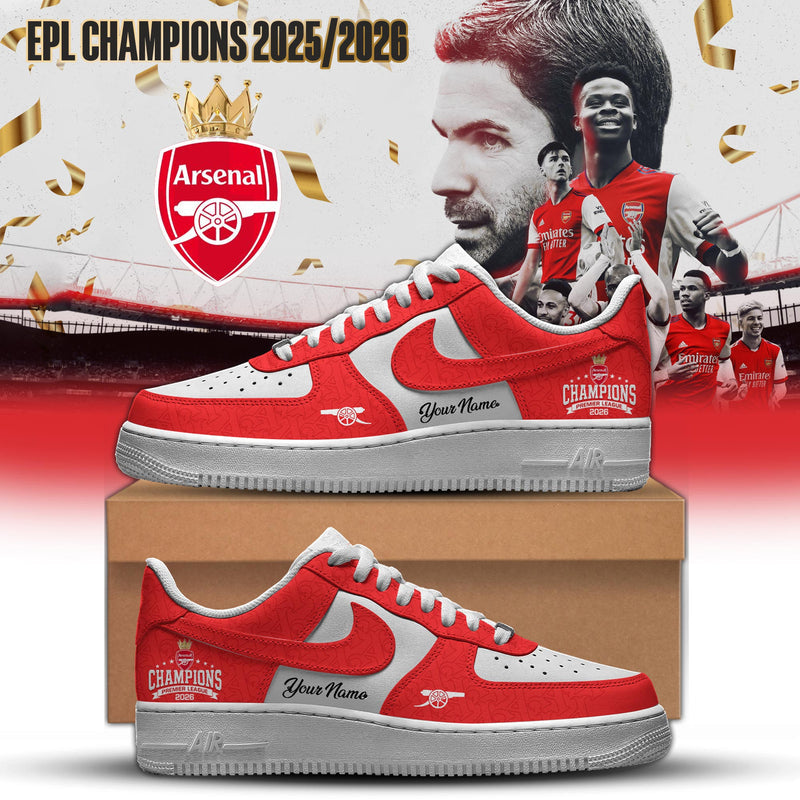 Custom Hand Painted Arsenal Champions Air Force 1 Sneakers