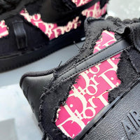 Hand Painted Black Pink Custom Air Force 1 Sneakers