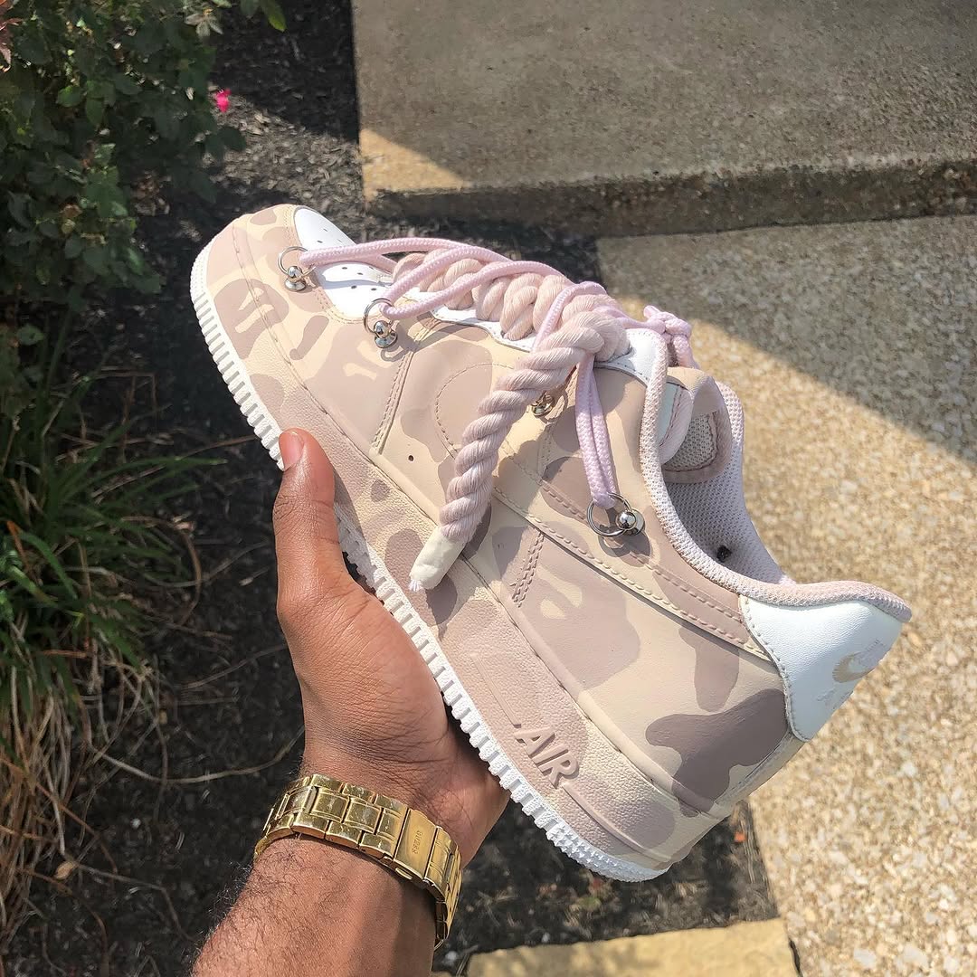 Hand Painted Camo Rope Lace Custom Air Force 1