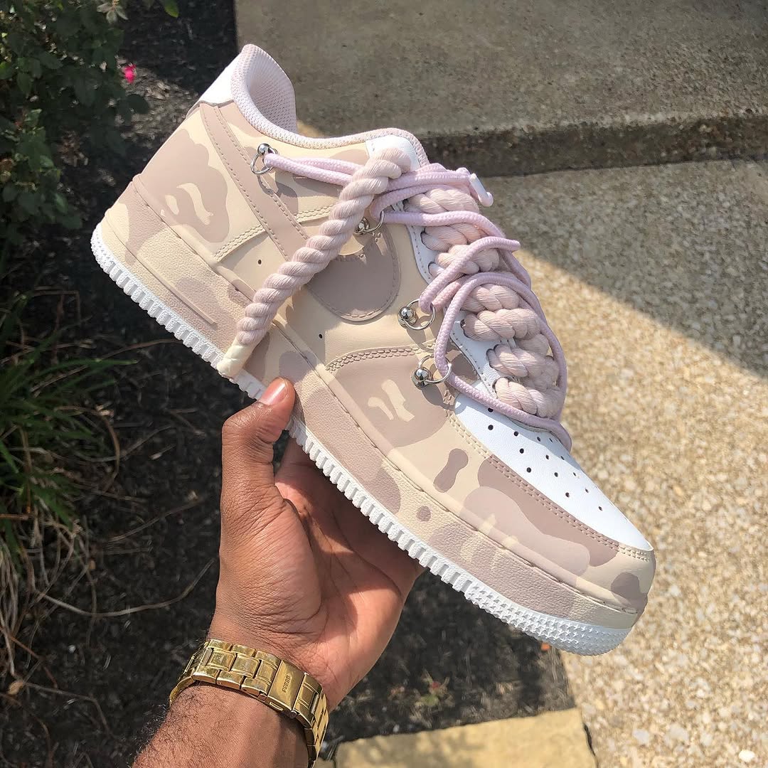 Hand Painted Camo Rope Lace Custom Air Force 1