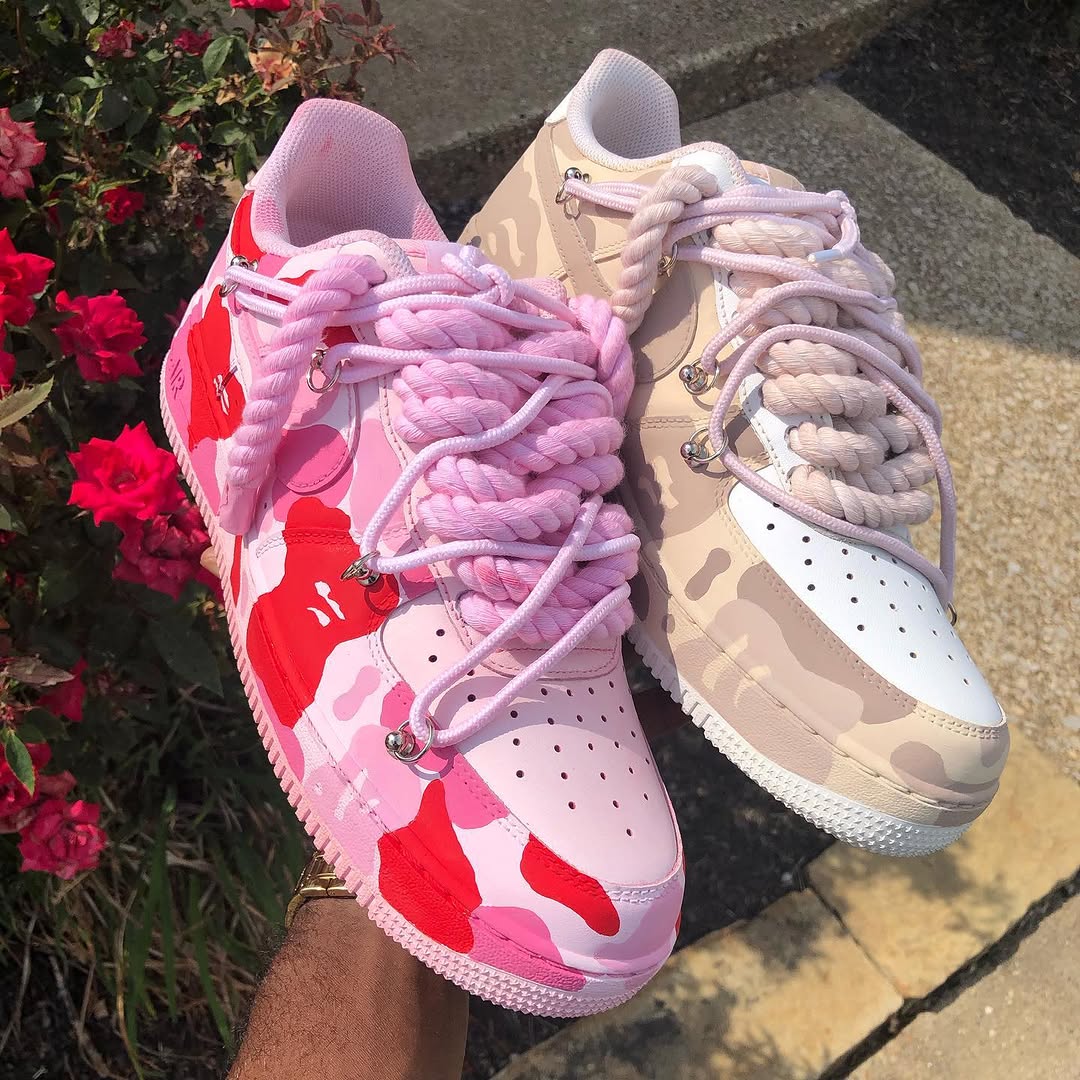 Hand Painted Camo Rope Lace Custom Air Force 1