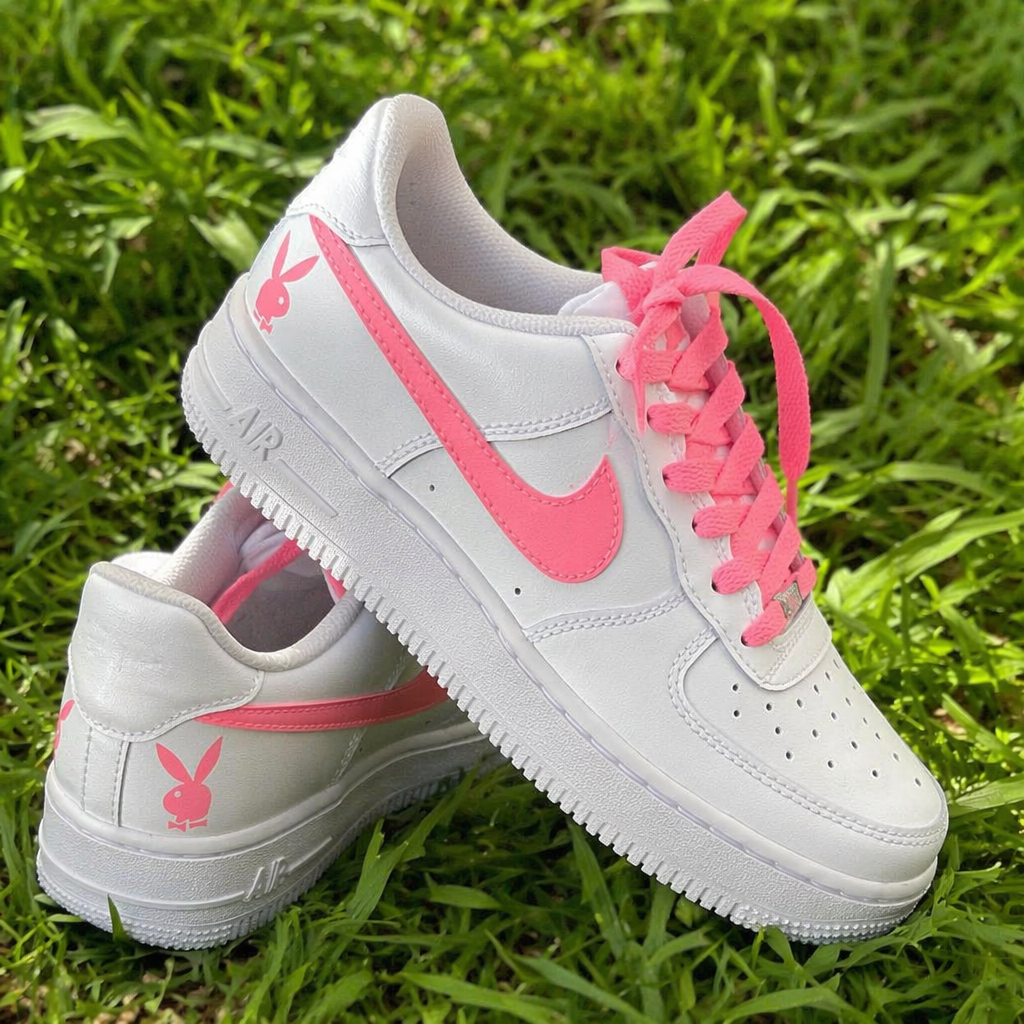 Custom Hand Painted Pink Bunny Air Force 1 Sneakers