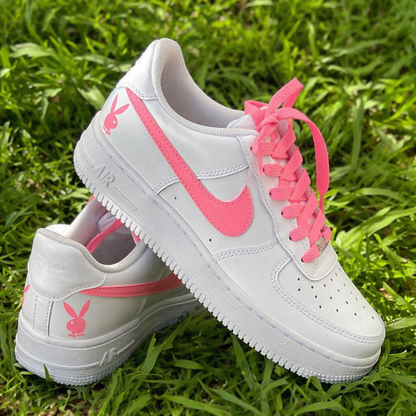 Custom Hand Painted Pink Bunny Air Force 1 Sneakers