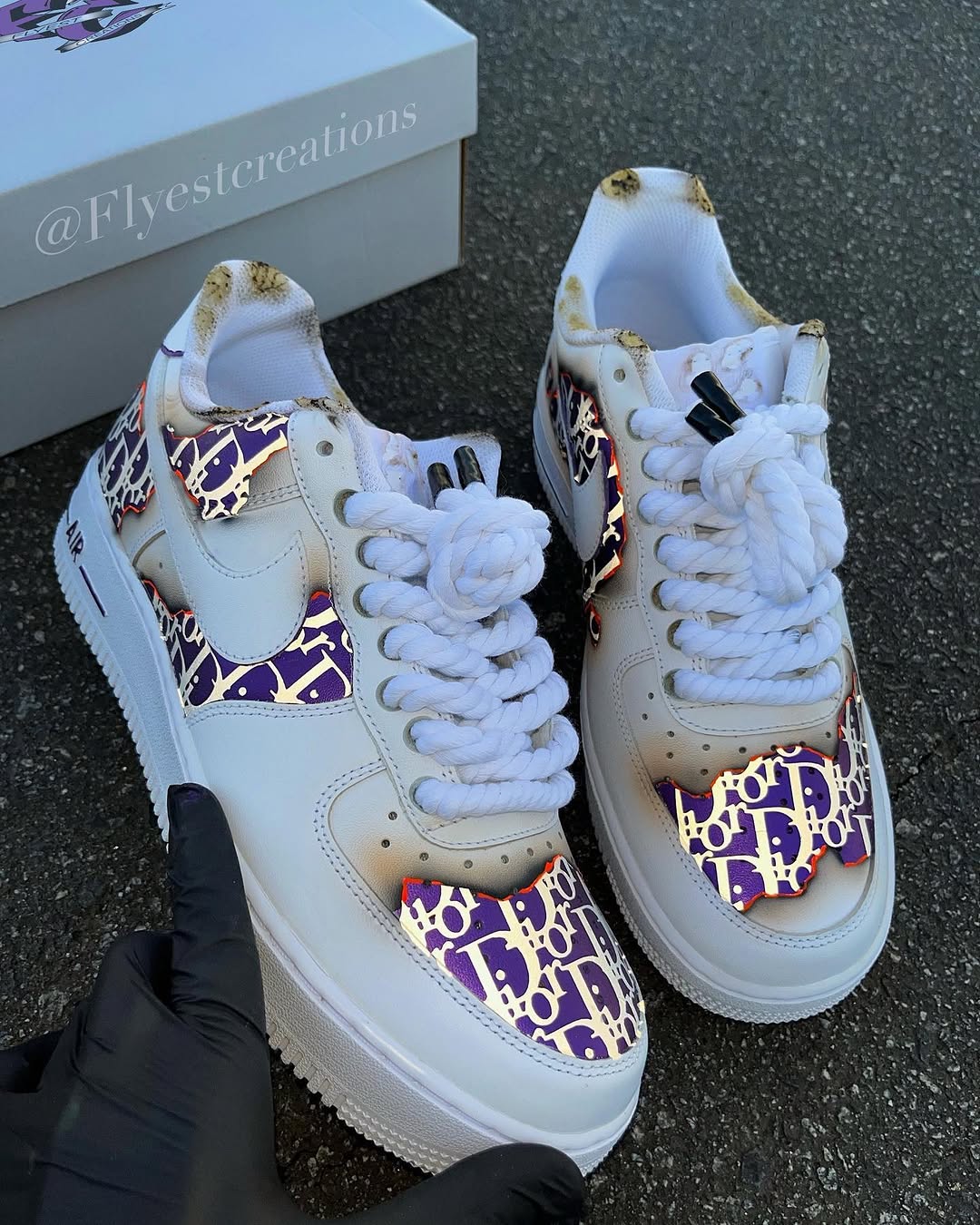 Hand Painted Purple Custom Air Force 1 Sneakers