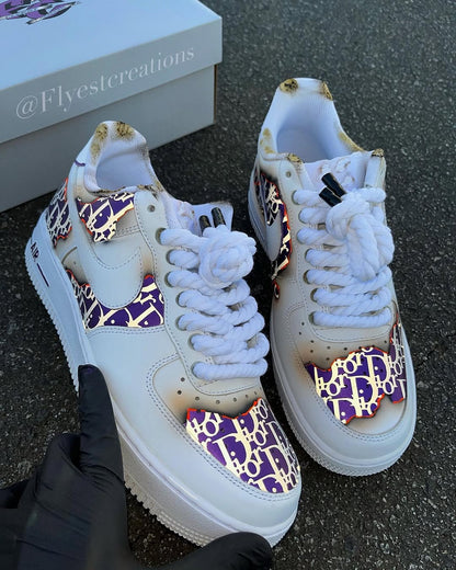 Hand Painted Purple Custom Air Force 1 Sneakers