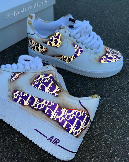 Hand Painted Purple Custom Air Force 1 Sneakers