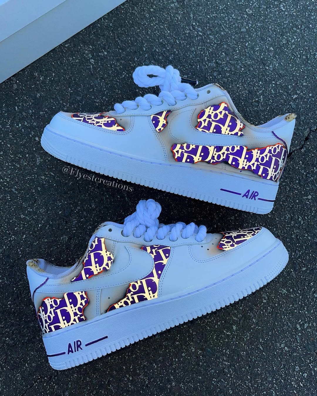 Hand Painted Purple Custom Air Force 1 Sneakers