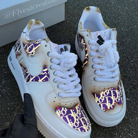 Hand Painted Purple Custom Air Force 1 Sneakers