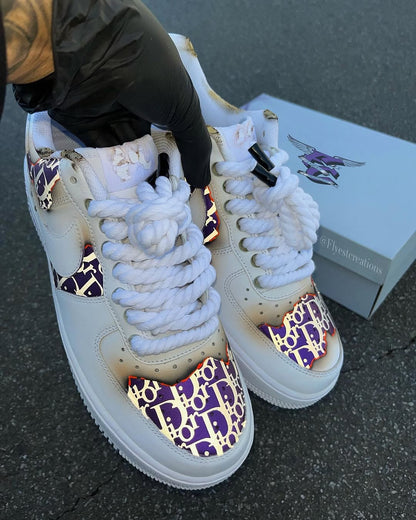 Hand Painted Purple Custom Air Force 1 Sneakers