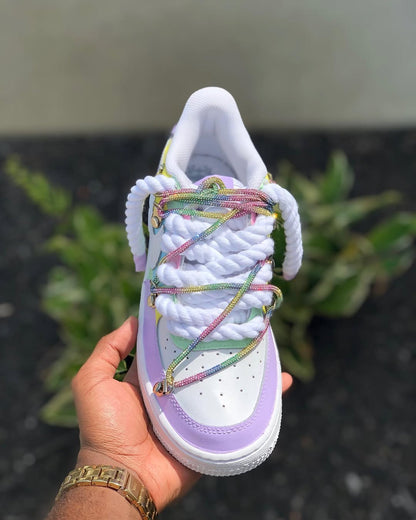 Custom Hand Painted Pastel Air Force 1 with Rhinestone Laces