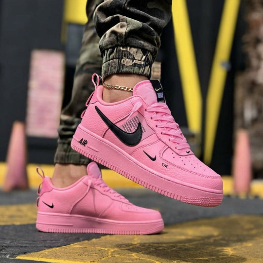 Custom Air Force 1 Shoes Neon Pink Black