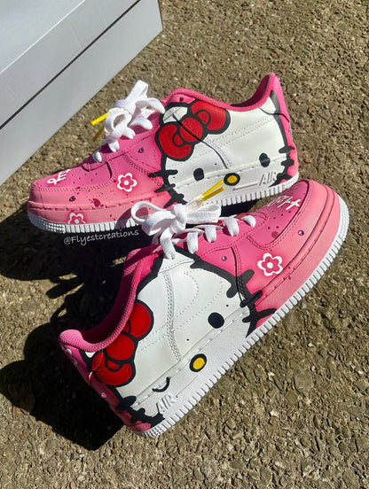 Hand Painted Hello Kitty Pink Custom Air Force 1 Sneakers
