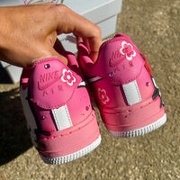 Hand Painted Hello Kitty Pink Custom Air Force 1 Sneakers