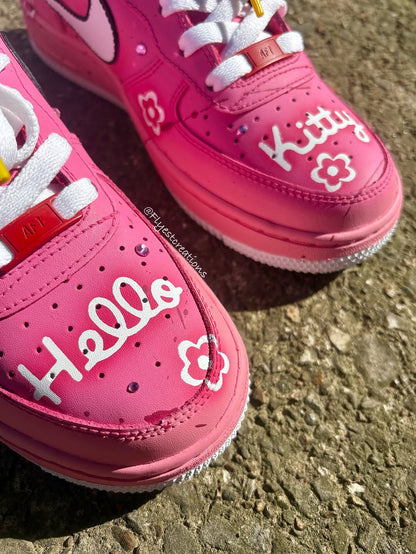 Hand Painted Hello Kitty Pink Custom Air Force 1 Sneakers