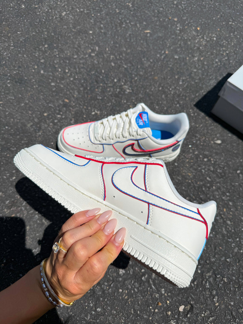 Hand Painted Red & Blue Custom Air Force 1 Sneakers