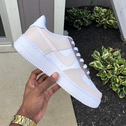 Hand Painted Beige Brown Custom Air Force 1 Sneakers