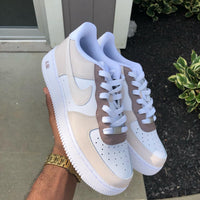 Hand Painted Beige Brown Custom Air Force 1 Sneakers