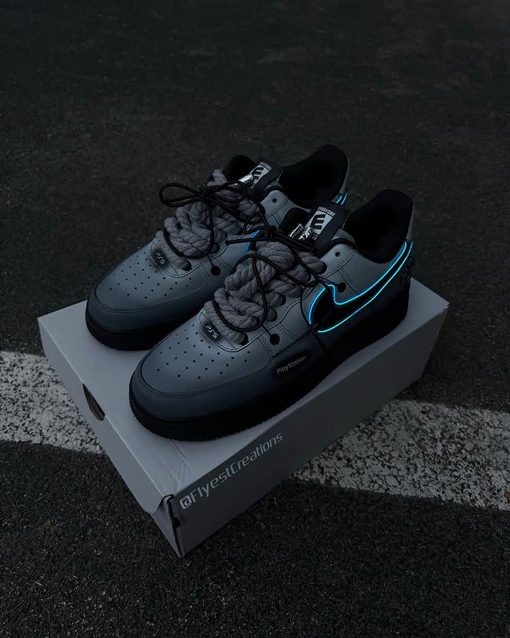 Custom Hand Painted Glow PS5 Air Force 1 Sneakers
