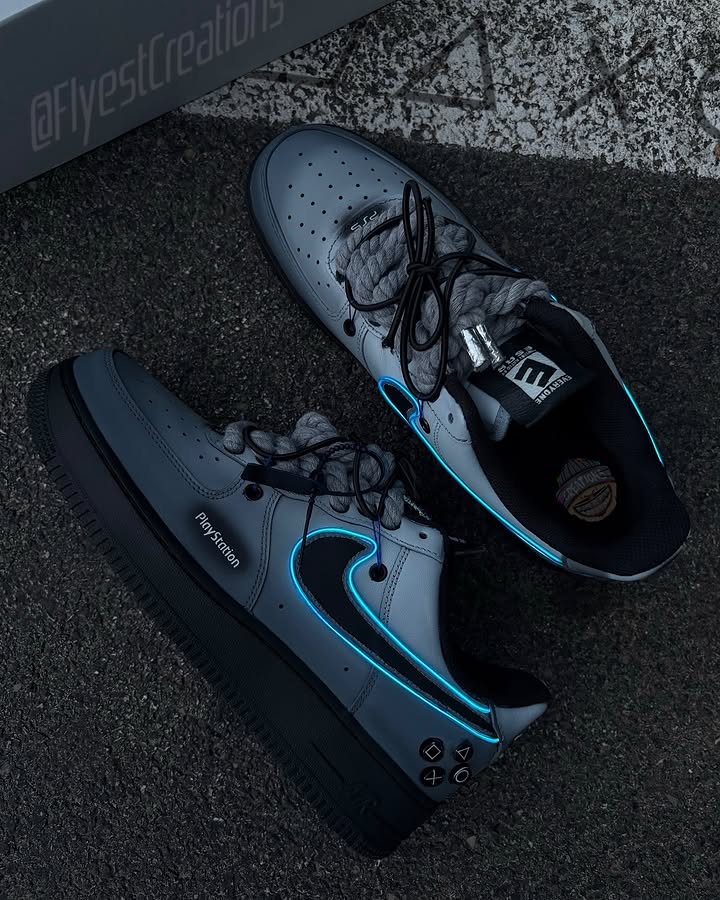 Custom Hand Painted Glow PS5 Air Force 1 Sneakers