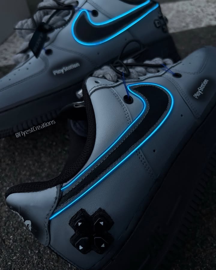 Custom Hand Painted Glow PS5 Air Force 1 Sneakers