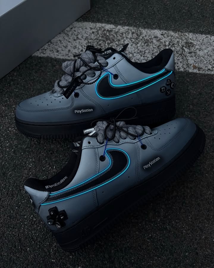 Custom Hand Painted Glow PS5 Air Force 1 Sneakers