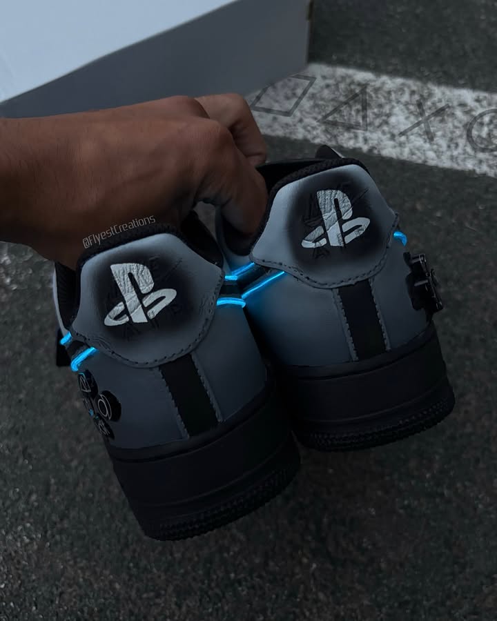 Custom Hand Painted Glow PS5 Air Force 1 Sneakers