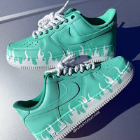 Hand Painted Mint Green Flame Custom Air Force 1s
