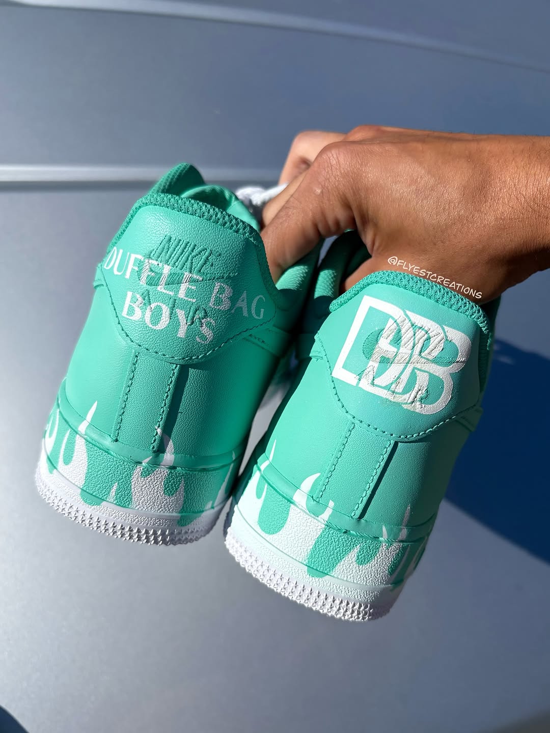 Hand Painted Mint Green Flame Custom Air Force 1s