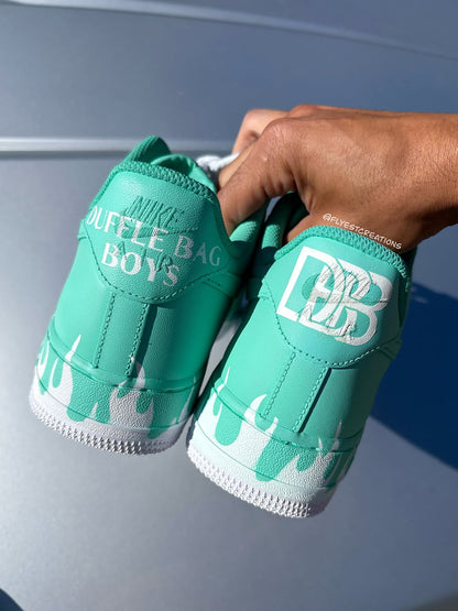 Hand Painted Mint Green Flame Custom Air Force 1s