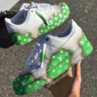 Custom Hand Painted Green Air Force 1 Sneakers