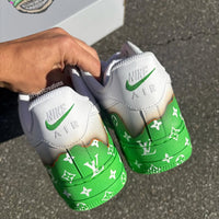 Custom Hand Painted Green Air Force 1 Sneakers
