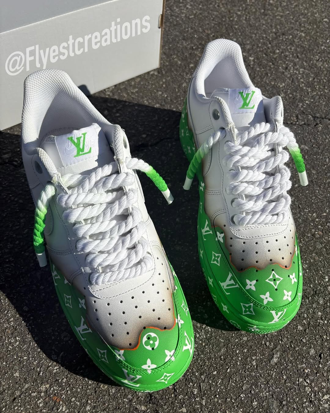Custom Hand Painted Green Air Force 1 Sneakers