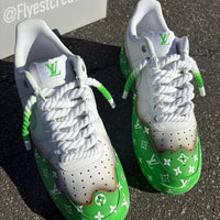 Custom Hand Painted Green Air Force 1 Sneakers