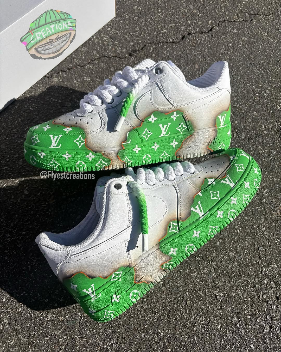 Custom Hand Painted Green Air Force 1 Sneakers